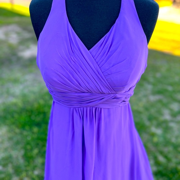 Halter Purple “Pretty Maids” Gown Size 8: Has been taken in on the sides - Picture 9 of 10